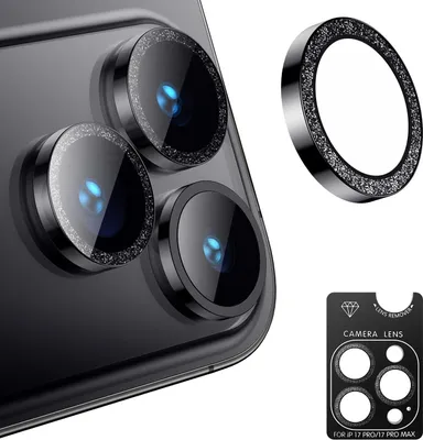 Image de INF Protecteur d'objectif pailleté pour iPhone 17 Pro/17 Pro Max - Noir