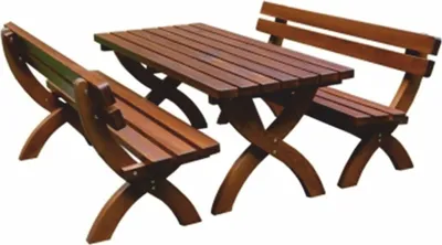 Produktbild von Casa Padrino Massivholz Gartengarnitur / Biergartengarnitur Braun 180 cm