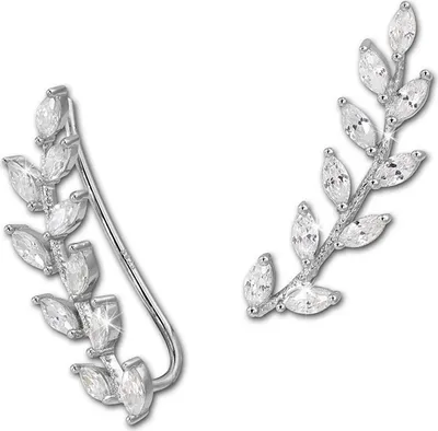 Produktbild von SilberDream weiß Ohrringe Ear Cuff Ranke Zirkonia 925 Silber Ohrklemmen GSO429W