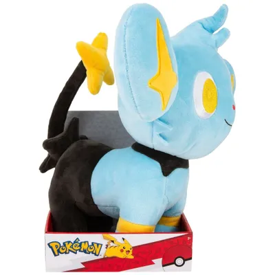 A plush toy of the Pokemon character Shinx is displayed in its packaging.