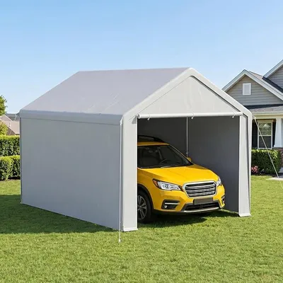 Productafbeelding van Garagedakzeil 3x4 meter, winterbestendig, stabiele zeilgarage, carport, weerbestendige autogarage met bescherming tegen zon, regen en sneeuw, berging voor SUV's en vrachtwagens, tuinkamer en feesttent, grijs