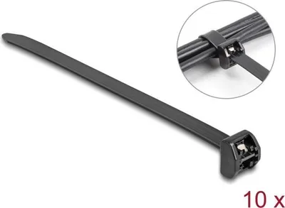 Produktbild von DeLOCK Kabelbinder mit Metallzunge L 406 x B 12,7 mm 10 Stück schwarz, Kabelbinder mit Klettverschluss, Kunststoff, Schwarz, -40 - 85 °C, 406 mm, 12,7 mm