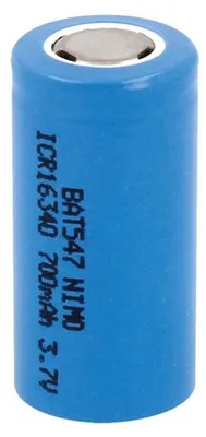 Immagine prodotto di Batteria 3,7V 700mA ricaricabile al litio LC16340 16x34mm