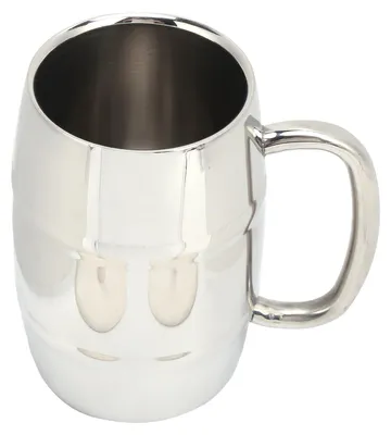 Produktbild von Bierkrug, doppelwandig, groß, 550 ml, Whiskyfass, 304 Edelstahl, Milchbecher für heiße und kalte Getränke
