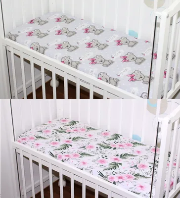 Produktbild von Spannbettlaken 2er- Pack für Baby Beistellbett Wiege Bettlaken 40x90 Baumwolle - 23. Girl + Flowers