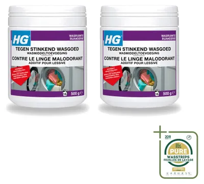 Zdjęcie produktu dla 2 sztuki dodatku do prania HG, neutralizującego nieprzyjemne zapachy z prania, 500 g - zestaw ekonomiczny