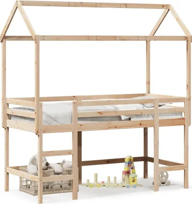 Obrázek produktu pro Maison Exclusive - Patrová postel s žebříkem a střechou 90 x 190 cm borovice