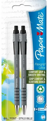 Produktbild von Papermate FlexGrip Ultra, Clip, Clip-on-Einziehkugelschreiber, Nachfüllbar, Schwarz, 2 Stück(e), Medium