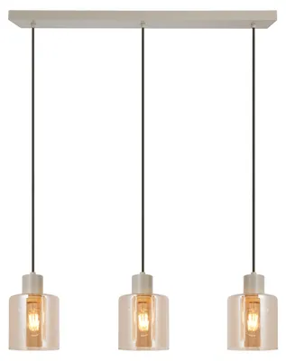 Produktbild von BRILLIANT Pendelleuchte Lyska 72 x 12,5 x 120 cm, 3x E27 Fassung, Metall/Glas, beige/bernsteinfarben
