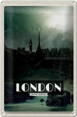 Produktbild von Blechschild Reise 20x30cm London UK Vintage Nacht