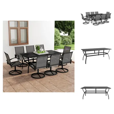 Image de vidaXL - Ensemble de table et chaises d'extérieur pour jardin, 9 pièces, en textilène et en acier - Ensembles de mobilier de jardin