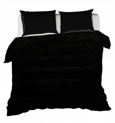 Produktbild von Bettwäsche-Set - Bettdecke und Kissen - Schwarz - 140x200+2x50x60 cm - aus Microfaser - Satin