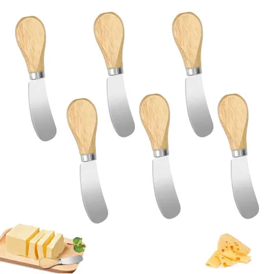6er Set Botermesser mit Holzgriff, Edelstahl, 12,3 cm