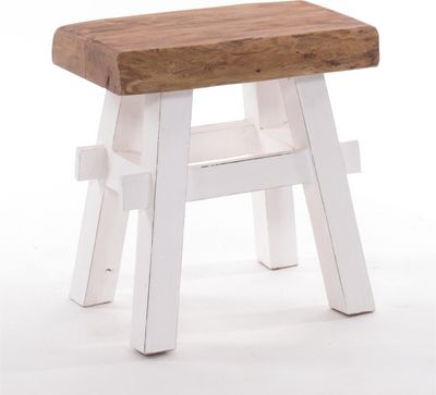 HOLZ HOCKER "VINTAGE 40" | Hartholz, 43x45 cm (HxB) | Sitzhocker | Farbe: 06 weiß-landhaus