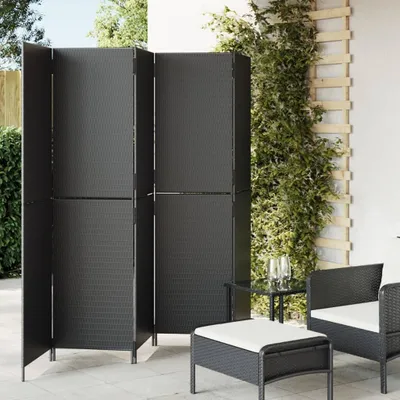 Produktbild von CLORIS Paravent 5-tlg. Schwarz Poly Rattan, 17,5 kg
