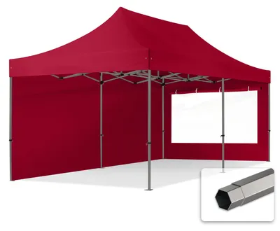 Produktbild von TOOLPORT 3x6m Stahl Faltpavillon, inkl. 2 Seitenteile, rot