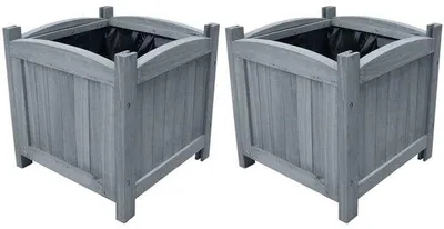 Obrázok produktu pre Sada drevených kvetináčov (2 ks) – 30 x 30 x 30 cm – masívne dubové drevo – štvorcové kvetináče – prírodný vyvýšený záhon do záhrady – na vonkajšie použitie, balkón a terasu