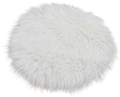 Produktbild von Rundes langflor Deko-Fell Sitzkissen 34 cm in weiß für Stühle