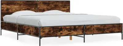 Produktbild von Design Bettgestell Räuchereiche 180x200 cm Holzwerkstoff und Metall, Klassische Betten 2024 Neu