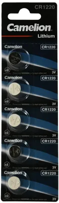 Produktbild von Lithium Knopfzelle, Batterie Camelion CR1220 5er Blister, z.B. für Uhren, LED-Kerzen, Autoschlüssel