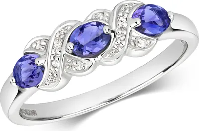 Produktbild von Raffinierter 9 Karat (375) Weißgold Damen - Diamant Ring Brillant-Schliff H - PK mit Tansanit, 51 (16.2); TRS28865RSL