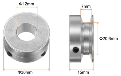Produktbild von Einzelrillen Riemenscheibe Keilriemenscheibe 12mm feste Bohrung 30mm Au?endurchmesser Aluminiumlegierung mit Sechskantschlš¹ssel fš¹r Bohrmaschine 6mm PolyurethanRundriemen
