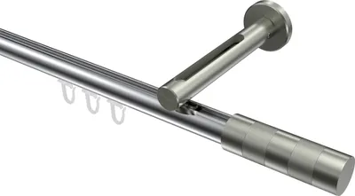 Produktbild von Interdeco Innenlaufstange / Gardinenstange mit Innenlauf Chrom / Edelstahl-Optik, Typ Siteno Mavell (Zylinder Bicolor), 20 mm Ø 1-läufig, 240 cm