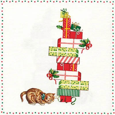 Produktbild von Serviette "Katze und Geschenke" 5 Stück