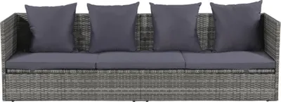 Produktbild von vidaXL Garten-Sofabett, Poly Rattan, Grau, 200 cm, 60 cm, Beidseitig verstellbar