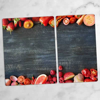 Produktbild von Glas-Herdabdeckplatten Glaskeramikkochfeld-Abdeckung Spritzschutz Glas 70x52 cm Obst Holz