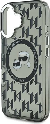 Produktbild von Karl Lagerfeld KLHMP16SHMCKMHK iPhone 16 6.1" schwarz IML Monogram Karl&Choupette Head MagSafe Schutzhülle