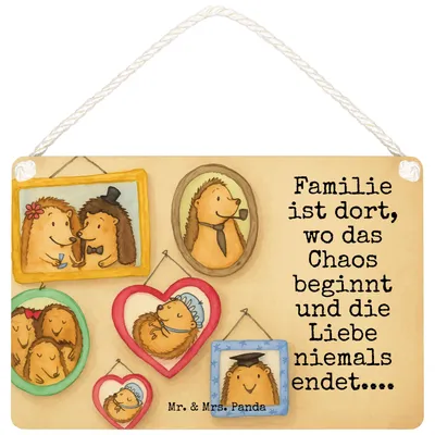 Produktbild von Mr. & Mrs. Panda Schild Igel Familie Design DIN A6 - Weiß - Geschenk, Muttertag, Wandbild Holz, Bilder, Holzschild, hängeschild, Papa, Türschild, Dekobrett, Glück
