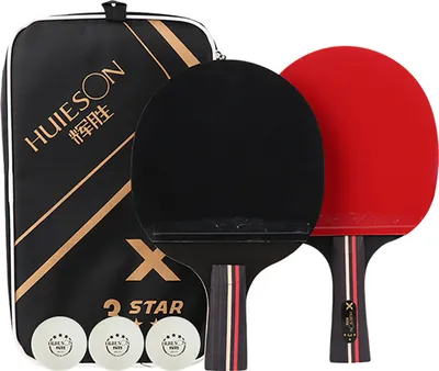 Produktbild von 2-teiliges professionelles Tischtennis-Anfänger-Holzschläger-Set für Sport-Ping-Pong-Schläger-3 Schwarz + Rot