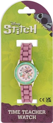 A Disney Lilo & Stitch Angel Time Teacher Watch is displayed in its retail packaging.