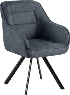 Produktbild von CLP Esszimmerstuhl Pettuli 180° schwenkbar gepolstert mit Rückenlehne bis 150 kg dunkelgrau Material Stoff
