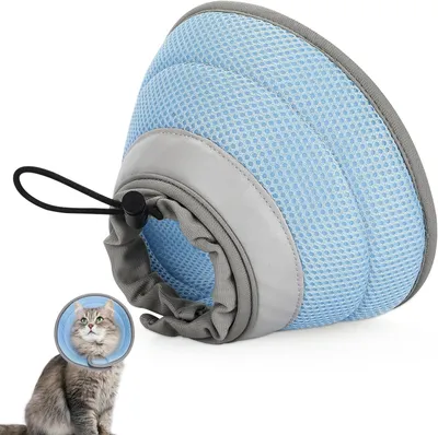 Image de Collier anti-léchage pour chats, souple, taille M, bleu, pour la convalescence après une opération