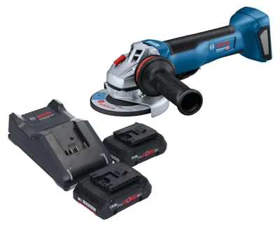Zdjęcie produktu dla Szlifierka kątowa akumulatorowa Bosch GWS 18V-10 P Professional 18 V 125 mm bezszczotkowa + 2x akumulator ProCORE 4,0 Ah + ładowarka