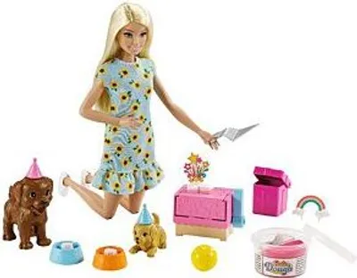 Produktbild von Barbie Hunde-Party-Spielset mit Puppe mit Spiel-Knete und Zubehör