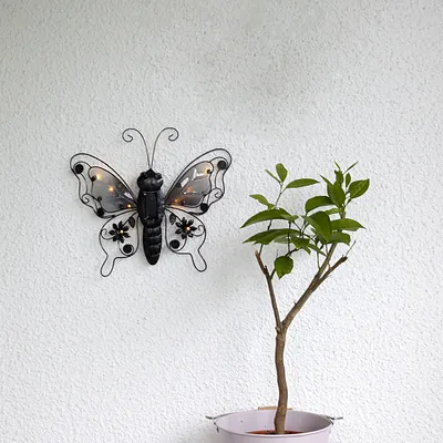 Produktbild von Star Trading Butterfly, Leichte Dekorationsfigur, Schwarz, Metall, Ambiente, IP44, 8 Glühbirne(n)