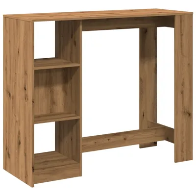 Image de Table de bar avec étagère chêne artisanal bois d'ingénierie