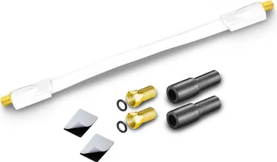 Produktbild von ARLI Fensterdurchführung Ultra Slim Weiß – Flachkabel + 2x F-Stecker + 2x Gummitüllen TV SAT DVB-S2 DVB-T2 für Fenster & Türen