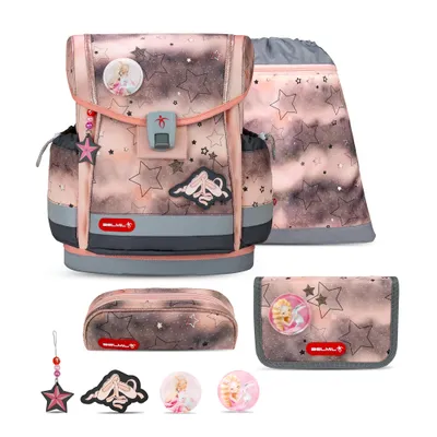 Produktbild von Belmil Classy Plus ergonomisches Schulranzen-Set 5-teilig "Rose Ballet" mit Brustgurt, Magnetverschluss, Patch Set 3 Stück