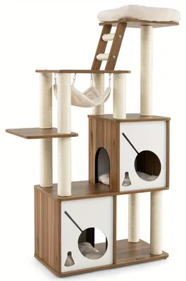 Produktbild von Kratzbaum – Katzenbaum – Katzenhaus – Kratzmöbel – Katzenturm – 145 cm hoch – Kratzbäume mit Sisalbezug