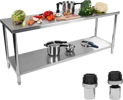 Zdjęcie produktu dla Stół Do Kuchni Blat Roboczy Stal Nierdzewna Dolną Półka 200X60Cm