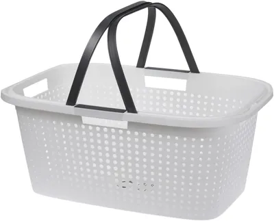 Produktbild von Wäschekorb, 38 Liter Fassungsvermögen, weiß/graphit