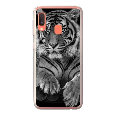 Produktbild von MuchoWow® Handyhülle Schutzhülle Hülle für Samsung Galaxy A20e Sumatra-Tiger auf schwarzem Hintergrund Silikon Softcase Handy Hülle - Abdeckung