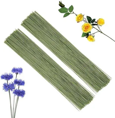 Produktbild von Grüner Blumendraht 50 cm lang, 18 Gauge, 50 Stück für Floristik und Basteln