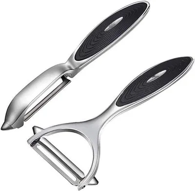 Obrázek produktu pro Kráječ na ovoce a zeleninu, nerezové čepele ve tvaru Y a I, ergonomická rukojeť, ostré čepele, robustní kuchyňské nože (2 ks)