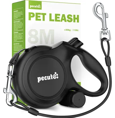 Immagine prodotto di Guinzaglio retrattile per cani - 8 m - Nero - Antimorso e portasacchetti