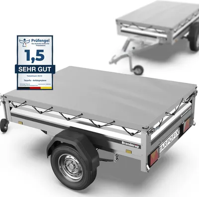 Image de Tarpofix® Bâche pour remorque, 212x123x7,5 cm - Bâche plate avec joint en caoutchouc, compatible avec les remorques basculantes Brenderup Kippi 200 et 1205 S/P - Bâche de protection pour remorque